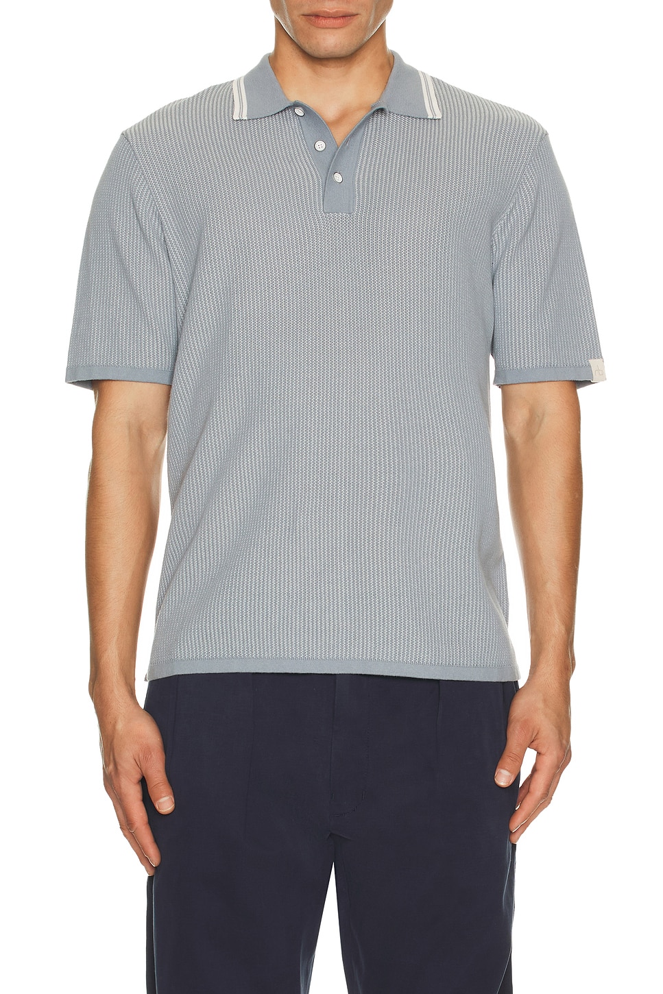 Image 1 of Rag & Bone Harvey Tipped Polo in Light Blue