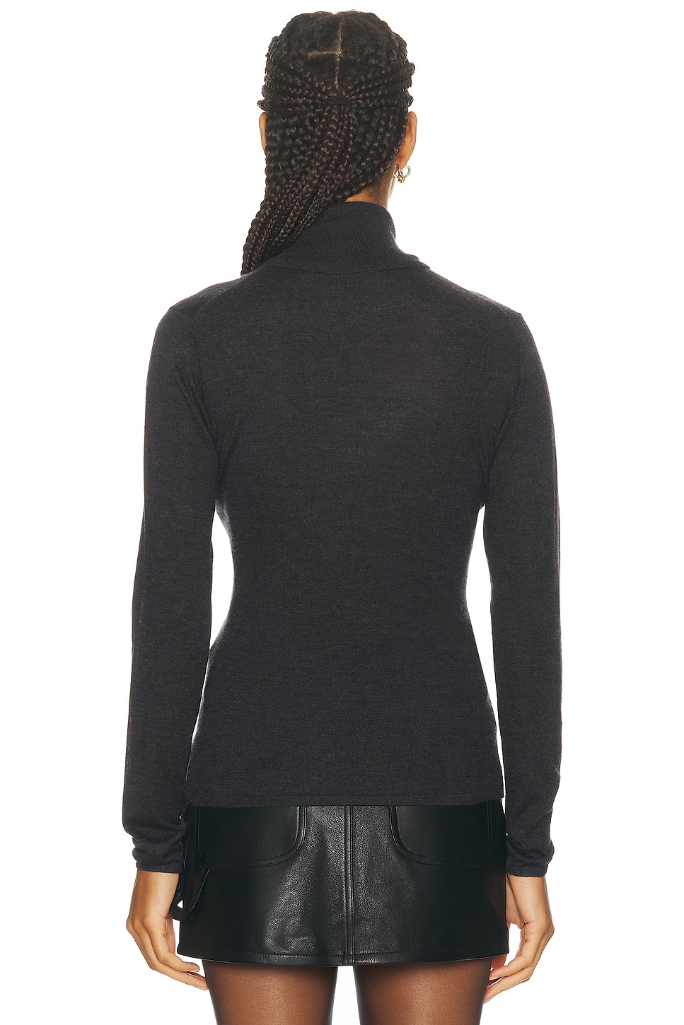 Image 3 of RENGGLI Cashmere Silk Fitted Turtleneck Sweater in Licorice