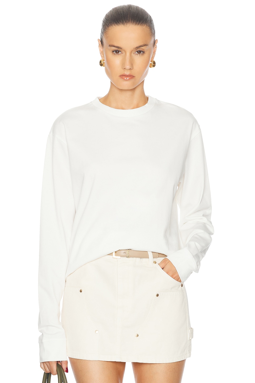 Image 1 of RENGGLI Long Sleeve Crewneck Top in Chalk