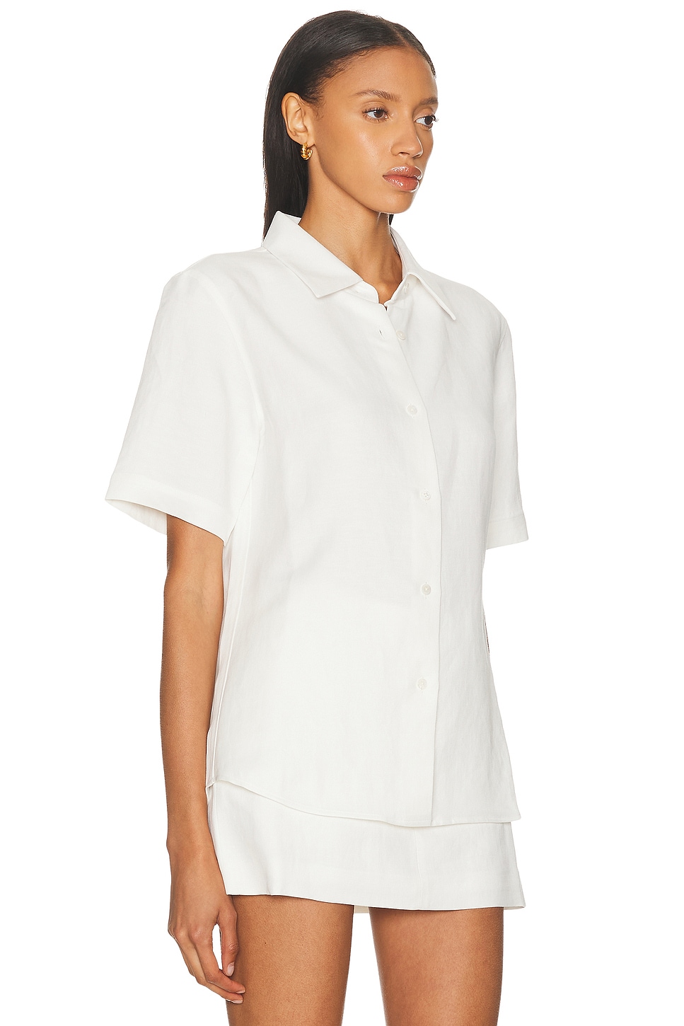 RENGGLI SHORT SLEEVE LINEN BUTTON UP TOP