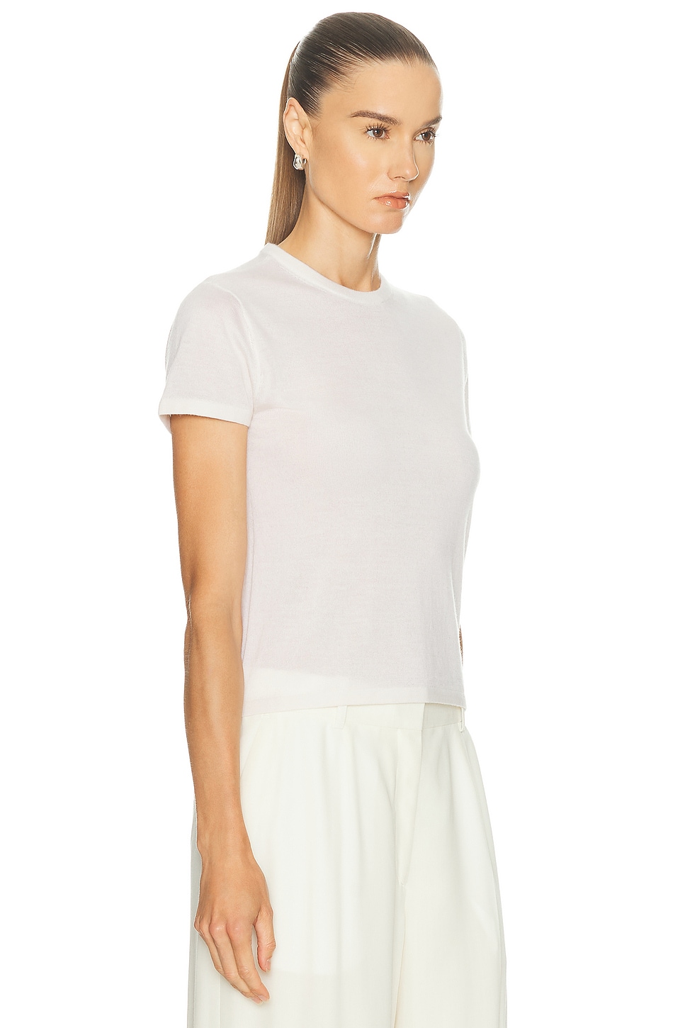 Renggli Cashmere Silk Knit Tee In White