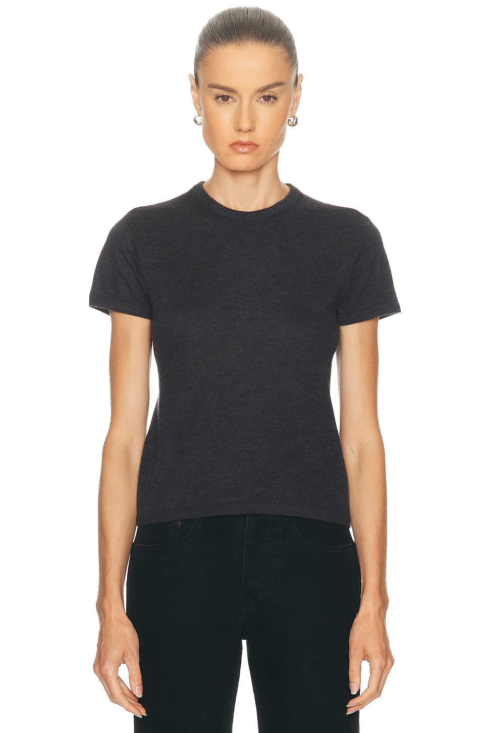Renggli Cashmere Silk Knit Tee Licorice In Black