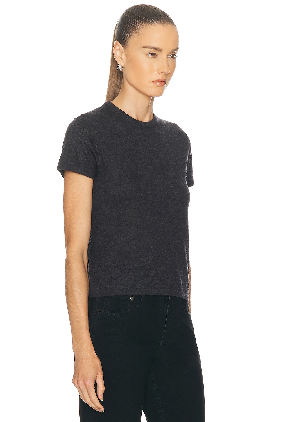 Renggli Cashmere Silk Knit Tee Licorice In Black