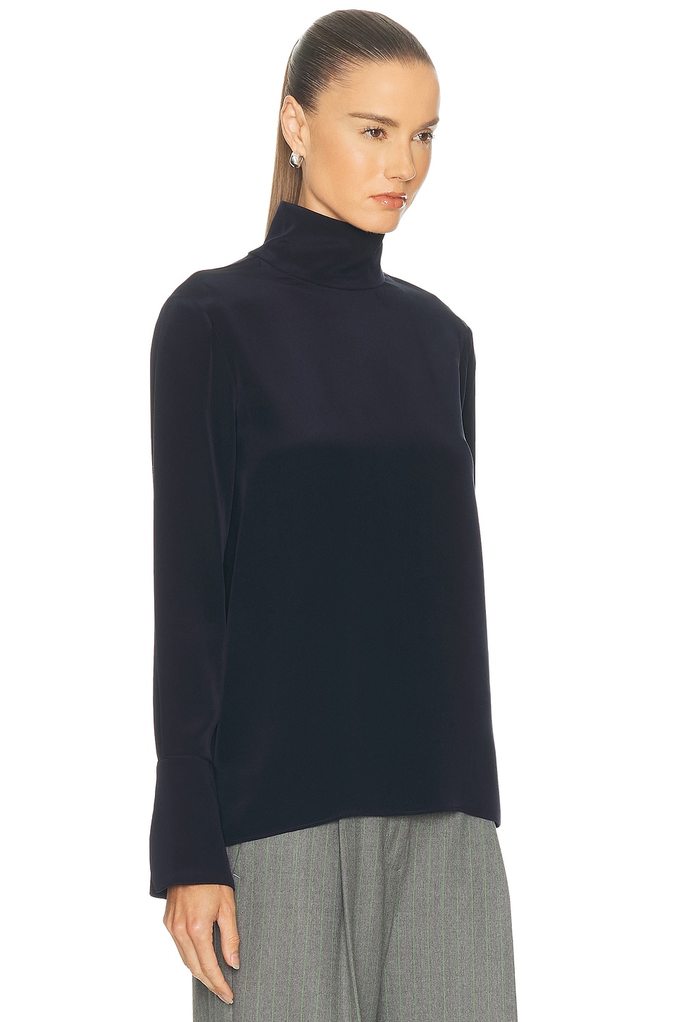 Renggli Silk Turtleneck Top In Blue
