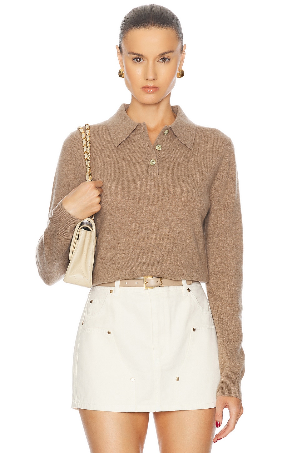 Image 1 of RENGGLI Long Sleeve Polo in Oatmeal