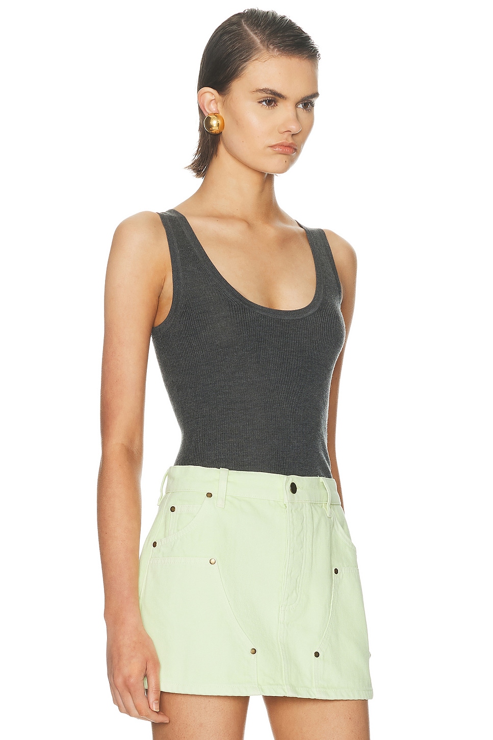 RENGGLI Scoop Neck Rib Tank Top