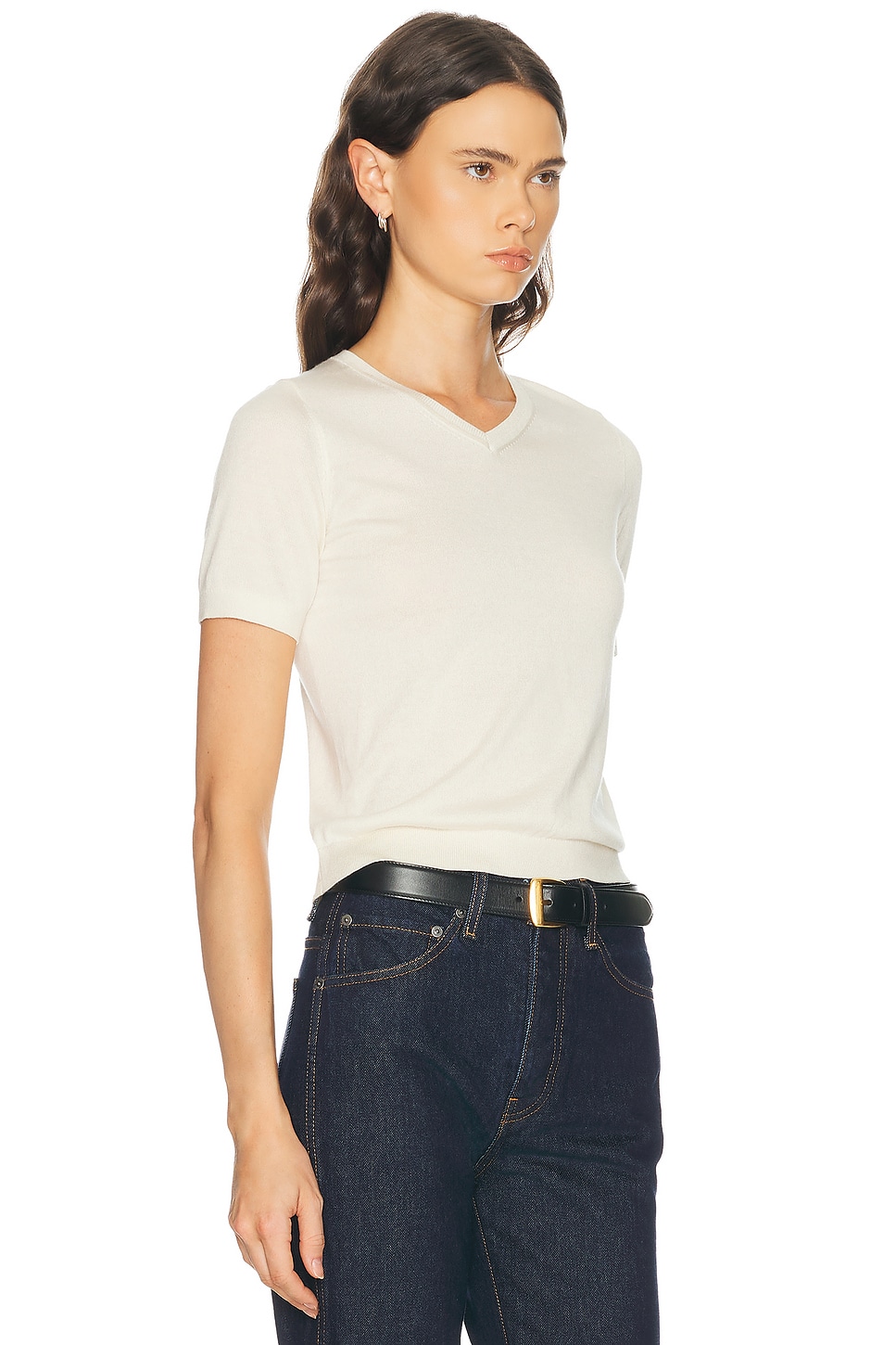 RENGGLI Silk Cashmere V-Neck Knit Tee | Thumbnail 2