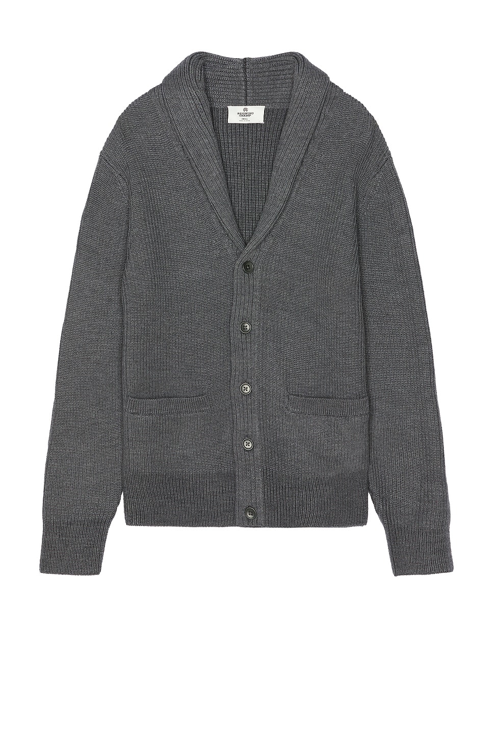 Merino Rib Vinnie Shawl Cardigan in Grey