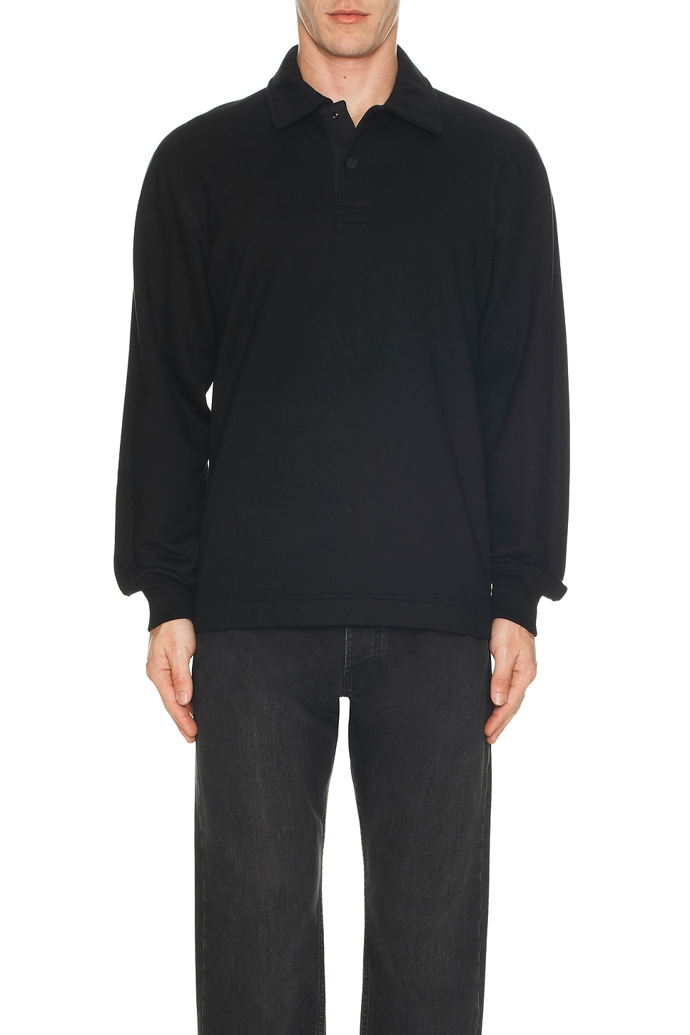 Image 1 of Reigning Champ Midweight Terry Rugby Sweater in Black