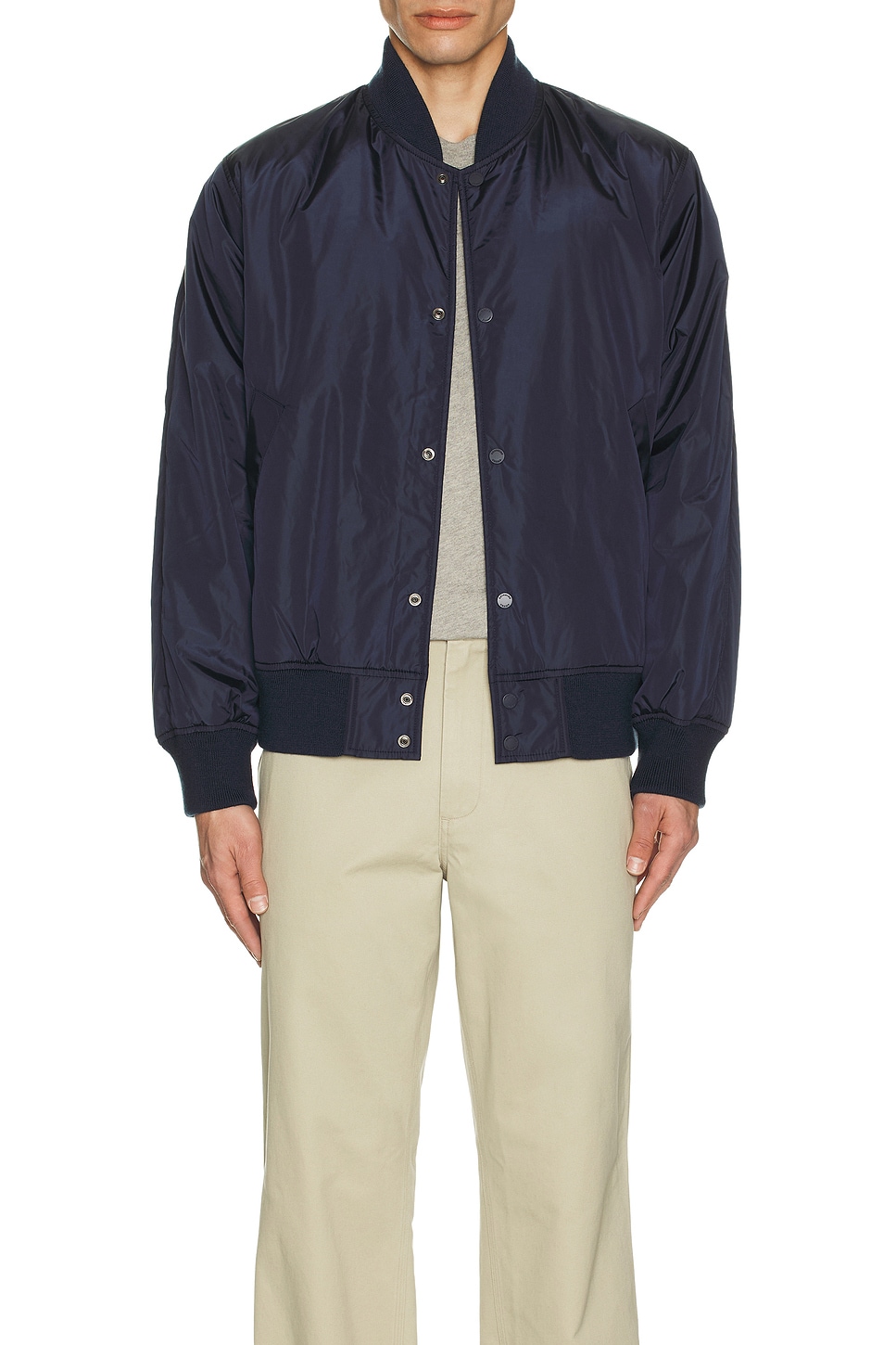 Image 1 of Reigning Champ Econyl Satin Nylon Stadium Jacket in Navy