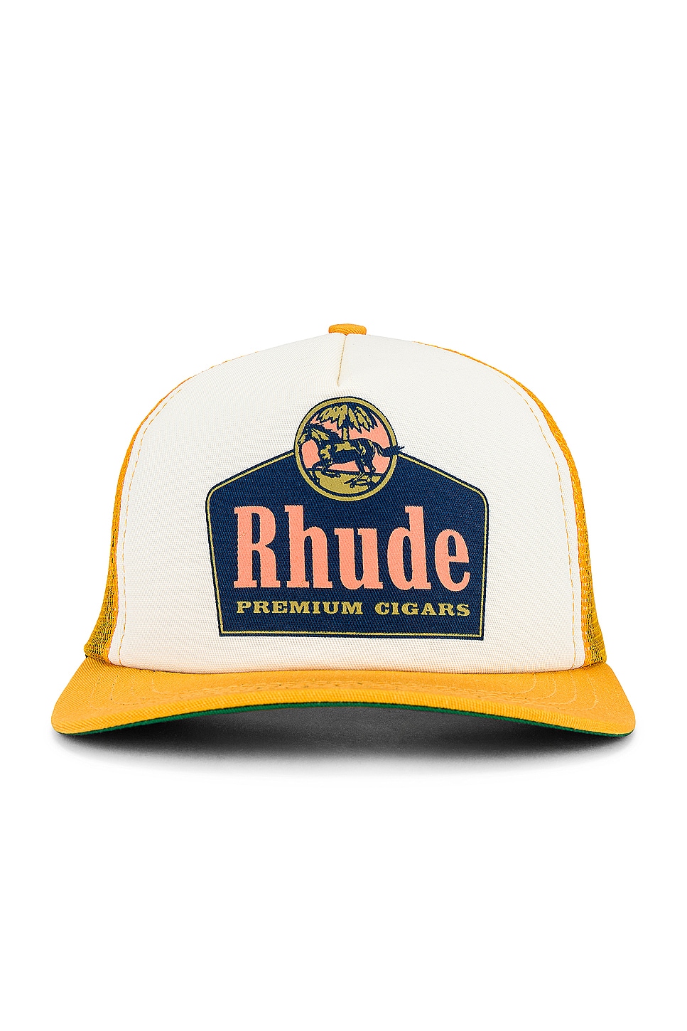 Rhude Cigars Trucker Hat in Yellow