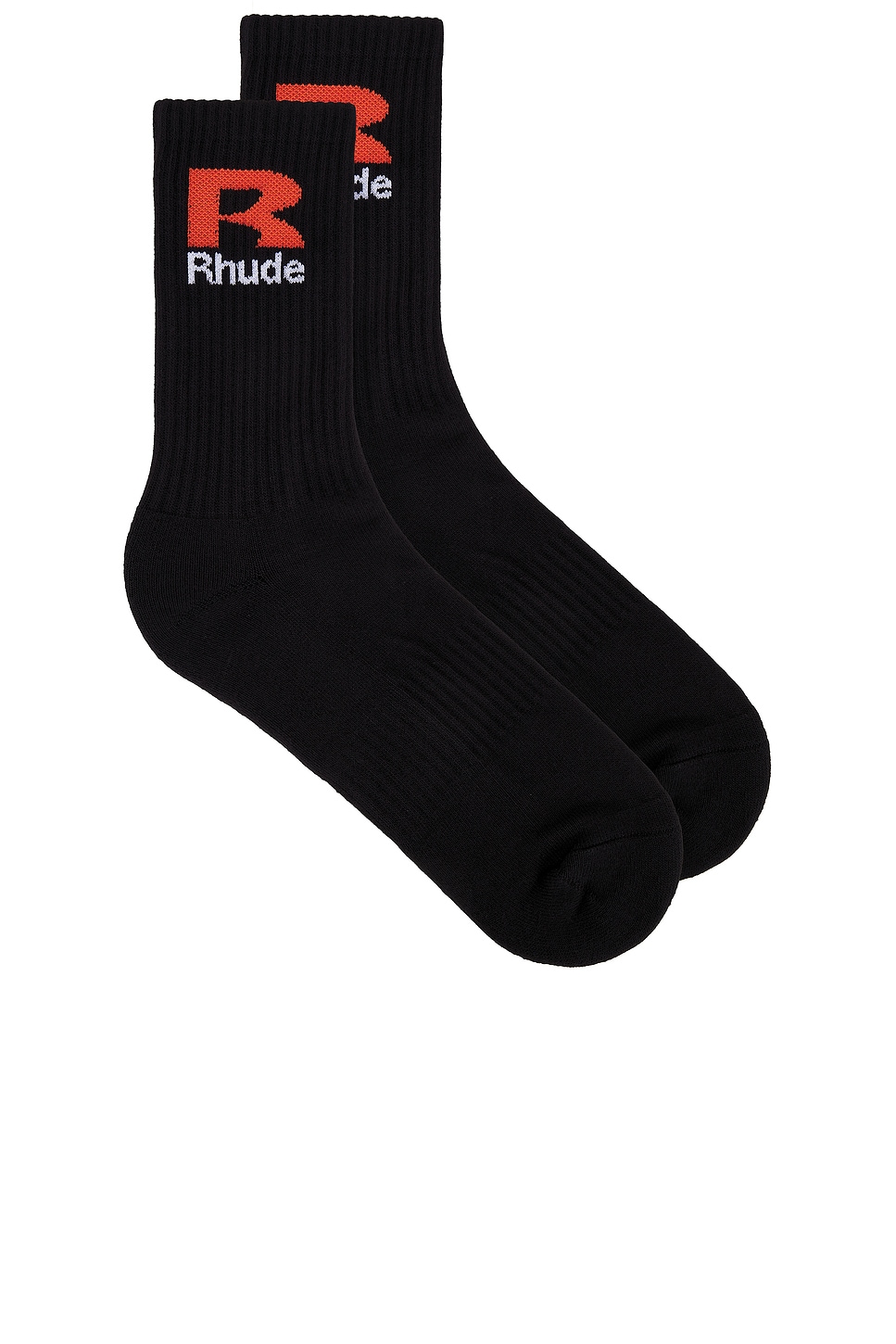 Shop Rhude R Socks In Black & Orange