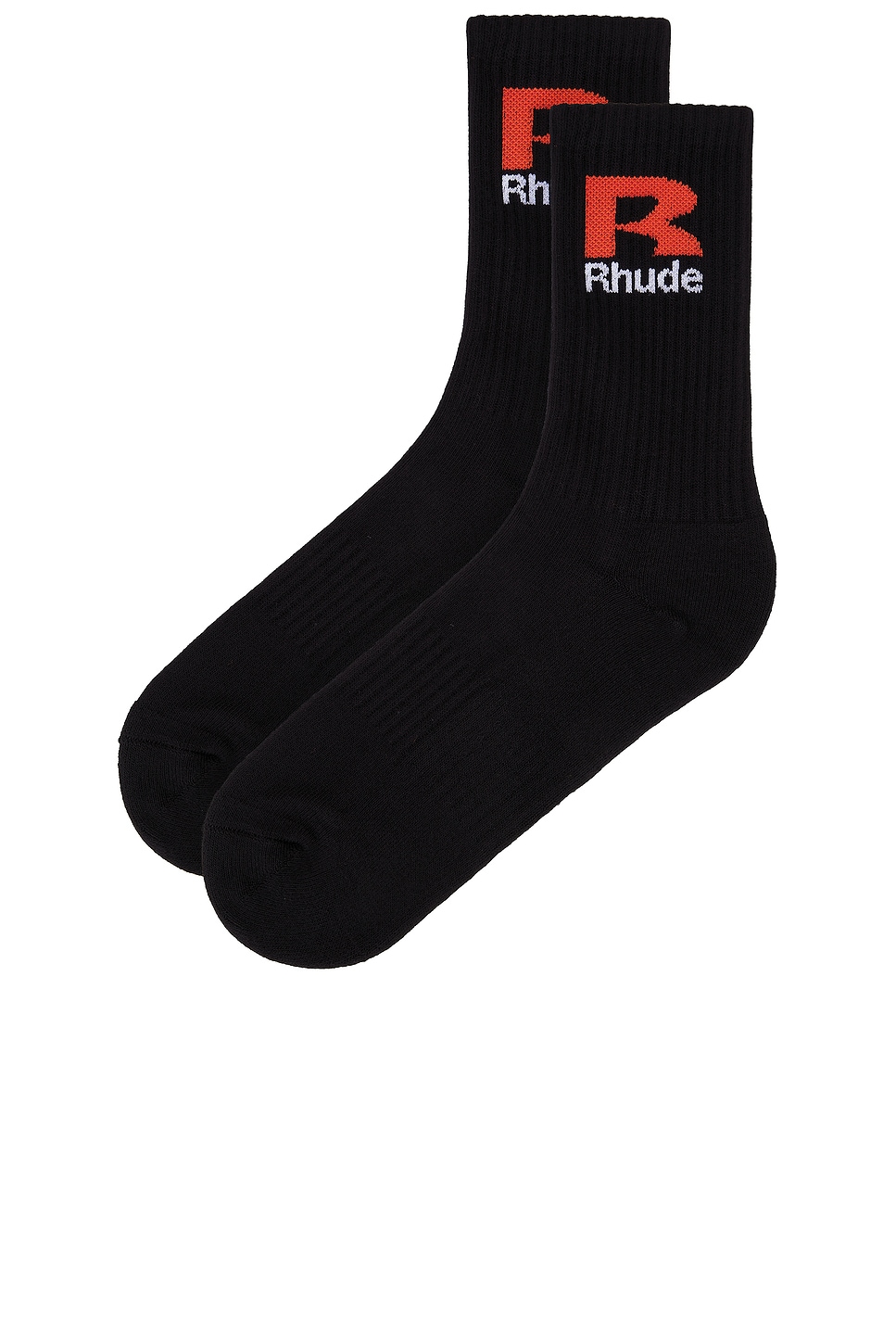 Shop Rhude R Socks In Black & Orange