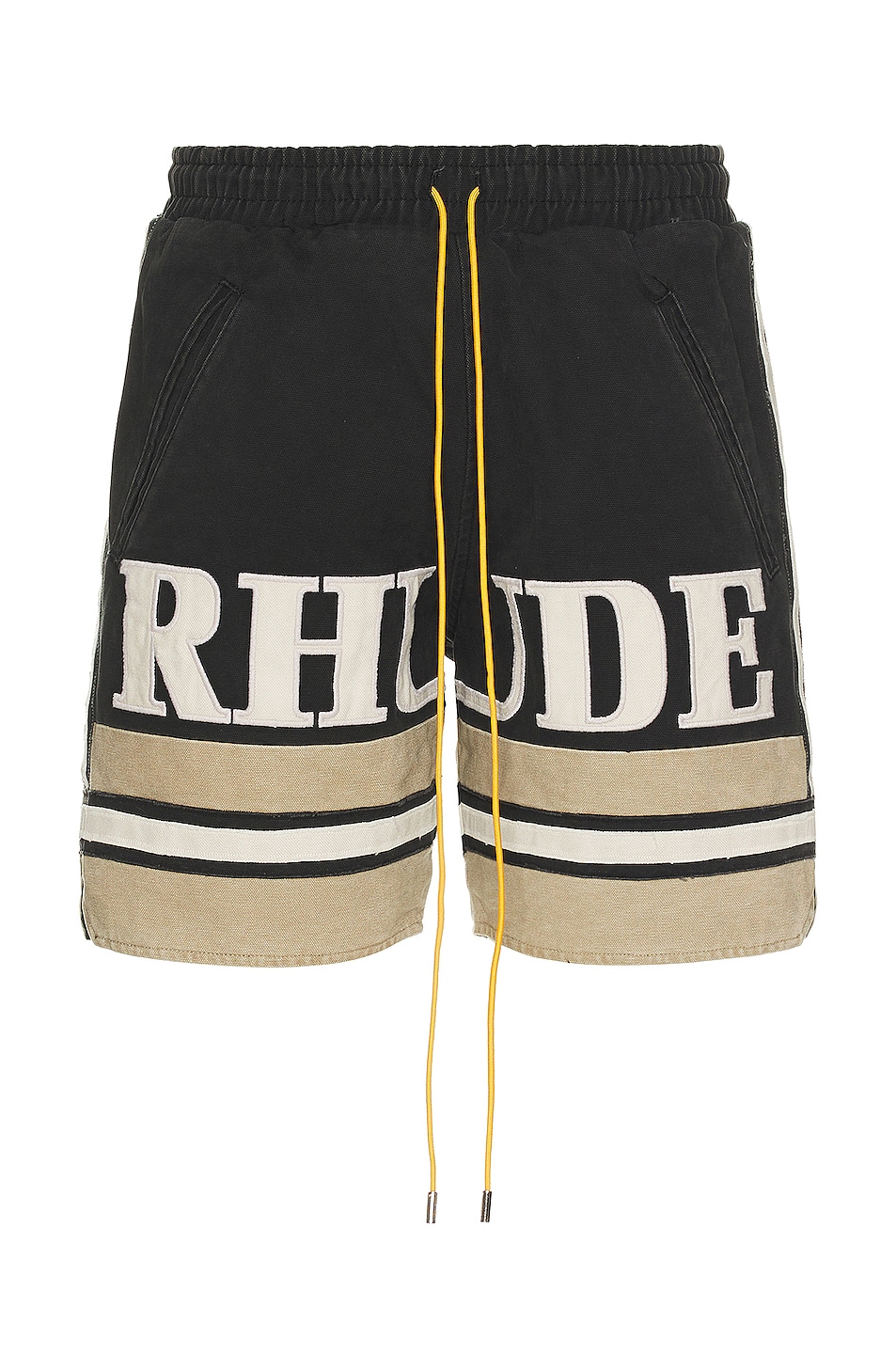Image 1 of Rhude Logo Shorts in Black & Khaki