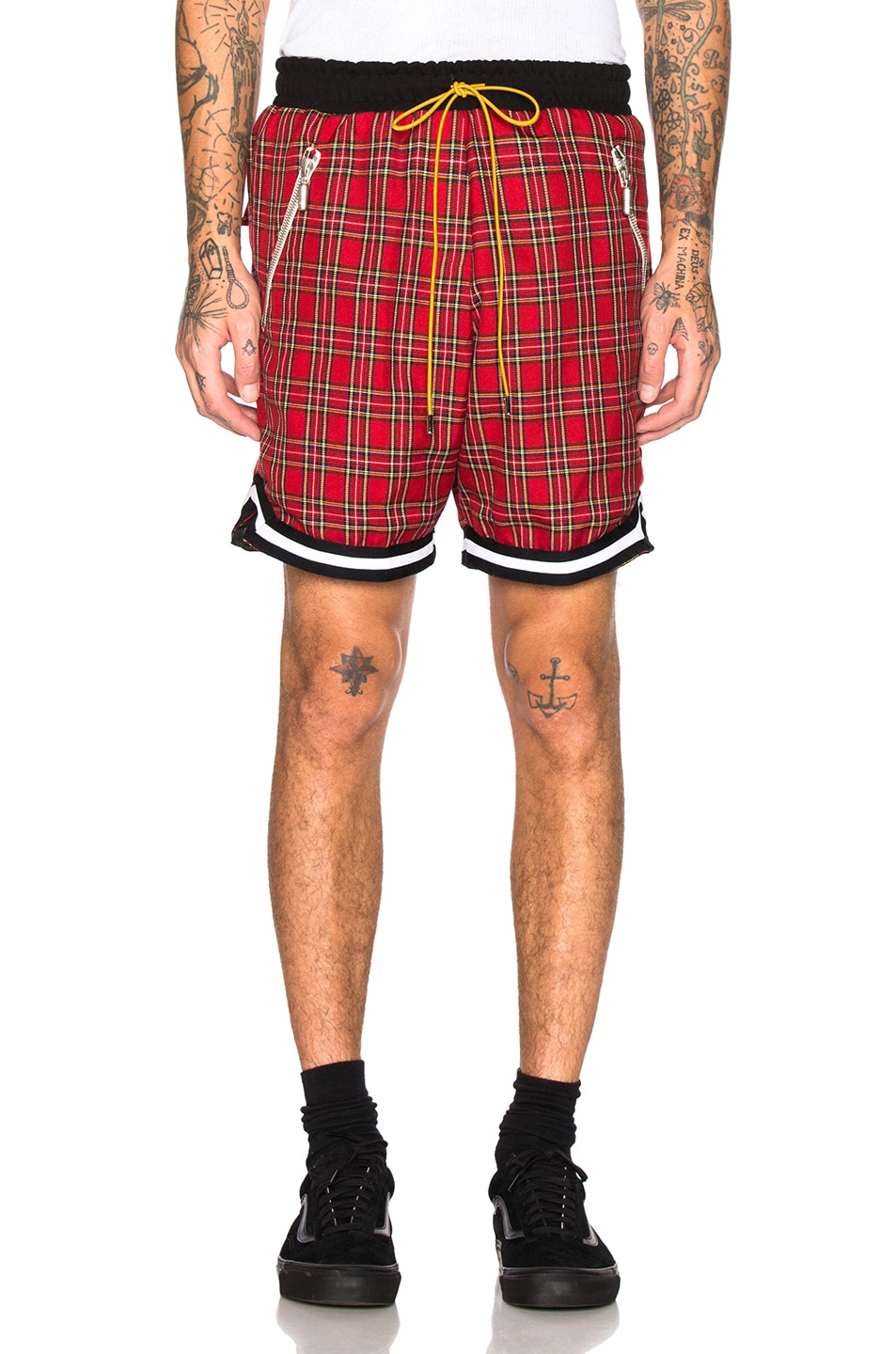 Image 1 of Rhude Plaid Basketball Shorts in Red