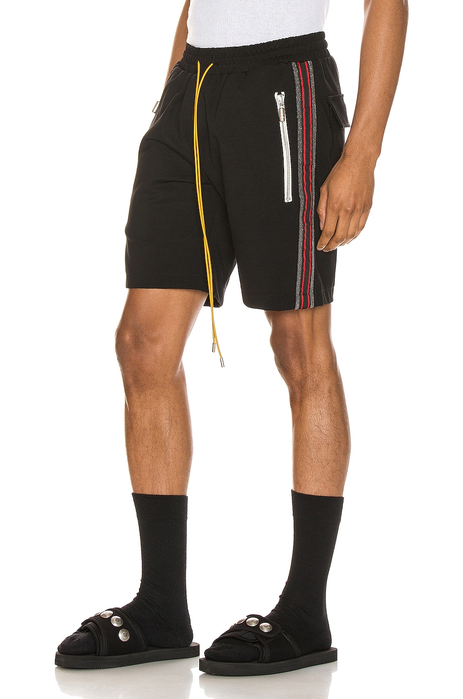Image 1 of Rhude Traxedo Shorts in Black & Red