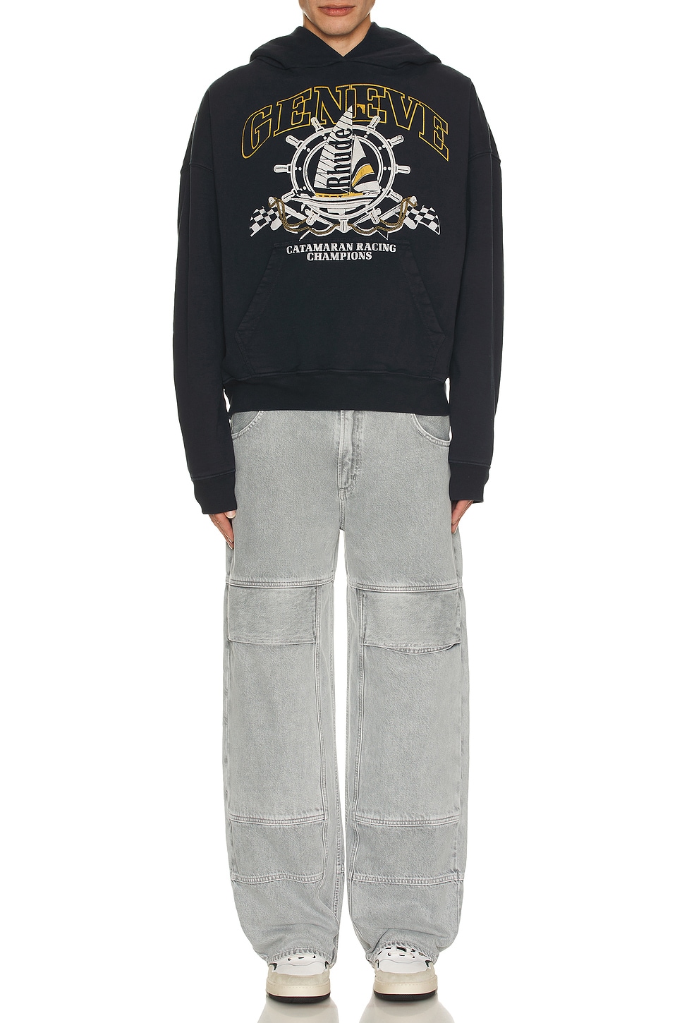 Image 1 of Rhude Geneve Catamaran Hoodie in Vintage Black