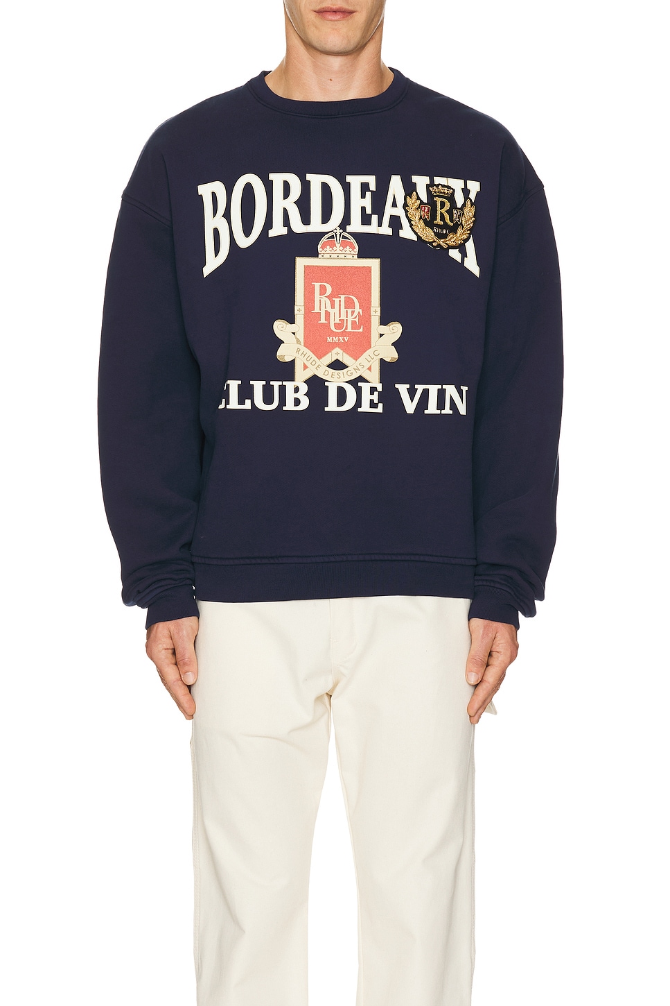 Image 1 of Rhude Bordeaux Crewneck Sweater in Navy