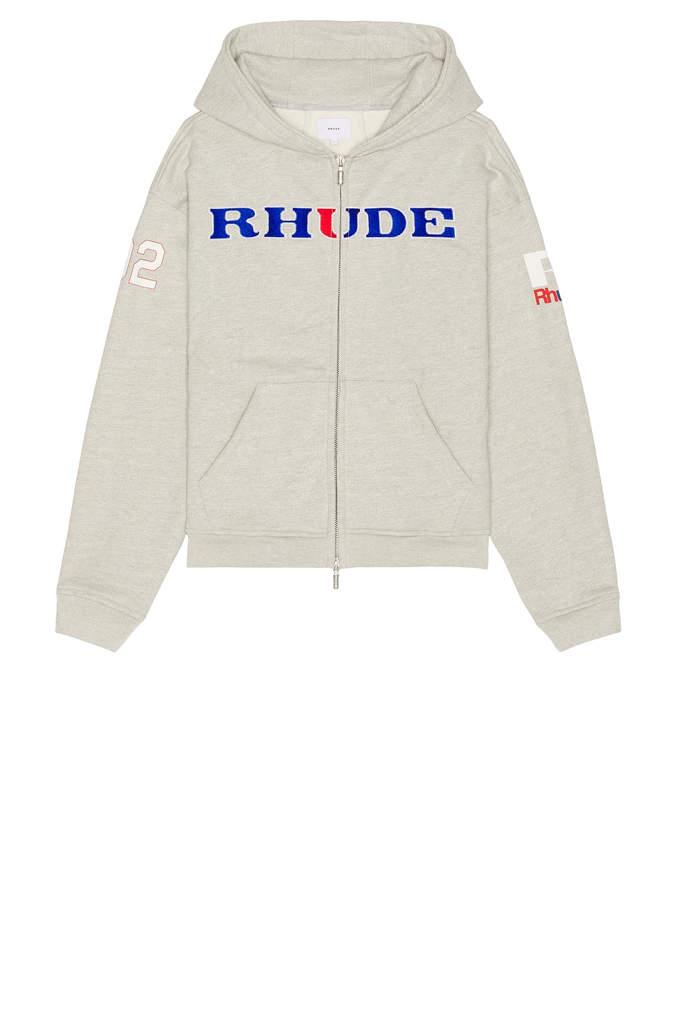 Image 1 of Rhude Racing Zip Up Hoodie in Heather Grey