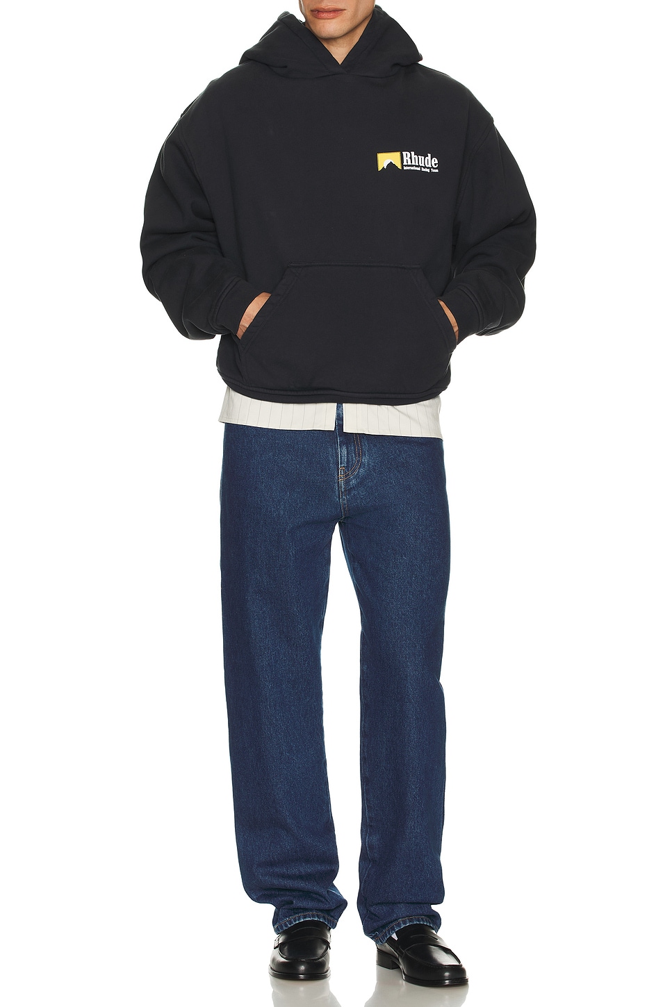 Image 1 of Rhude International Racing Logo Hoodie in Vintage Black
