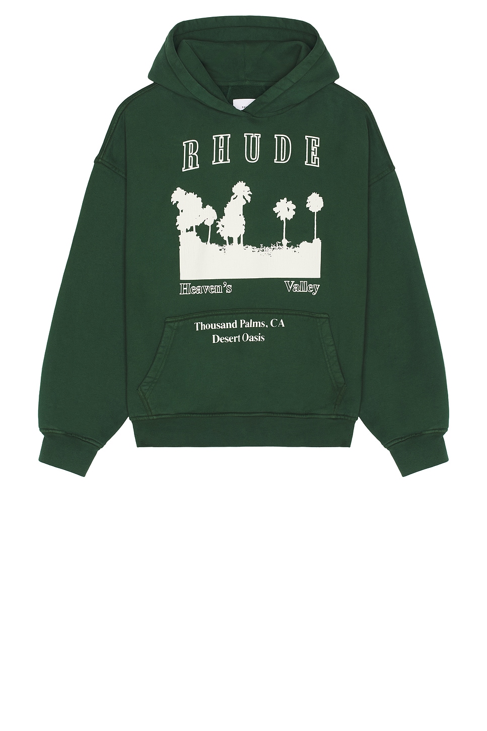 Image 1 of Rhude Thousand Palms Hoodie in Vintage Forest Green & White