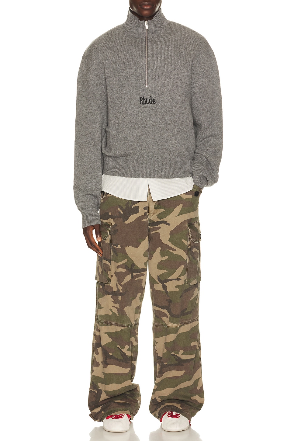 Rhude 쿼터 집업 니트 탑