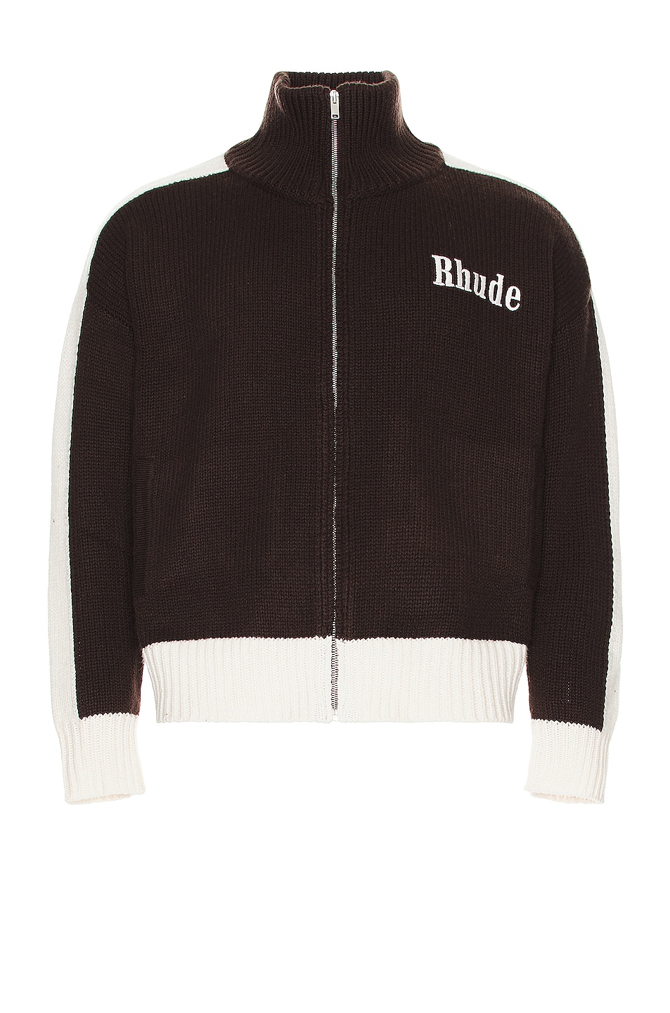 Image 1 of Rhude Knit Track Jacket in Black & White