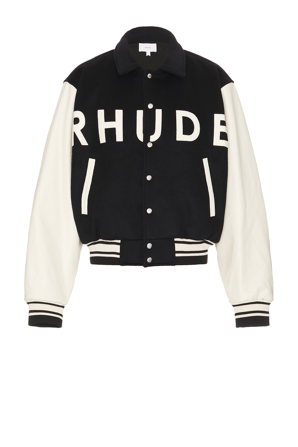 Image 1 of Rhude Collegiate Jacket in Black & Cream