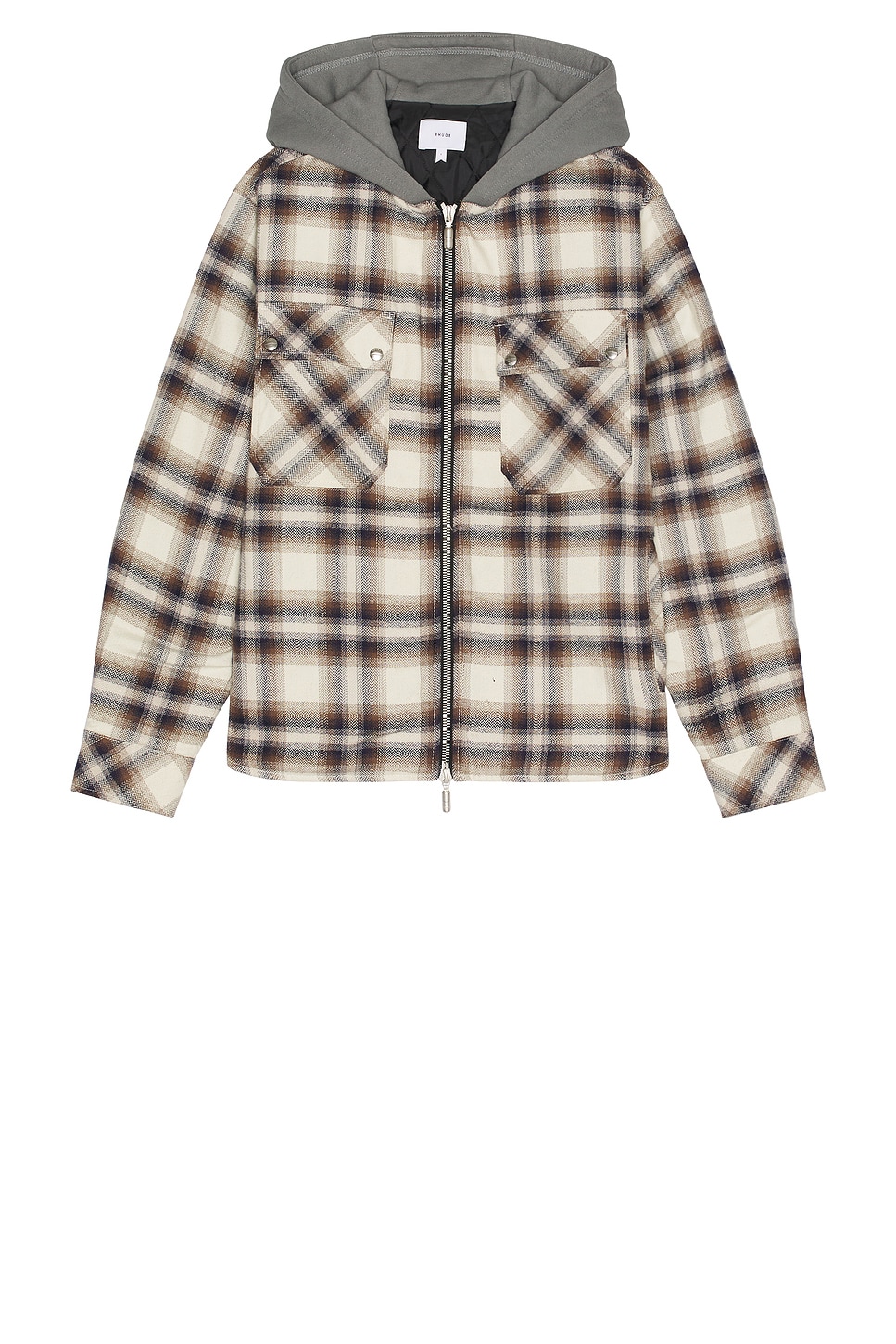 Hooded Flannel Jacket in Brown