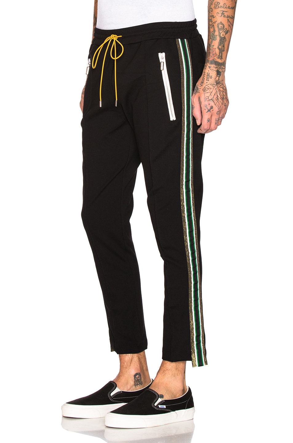 Image 1 of Rhude Traxedo Pant in Black & Green & Gold