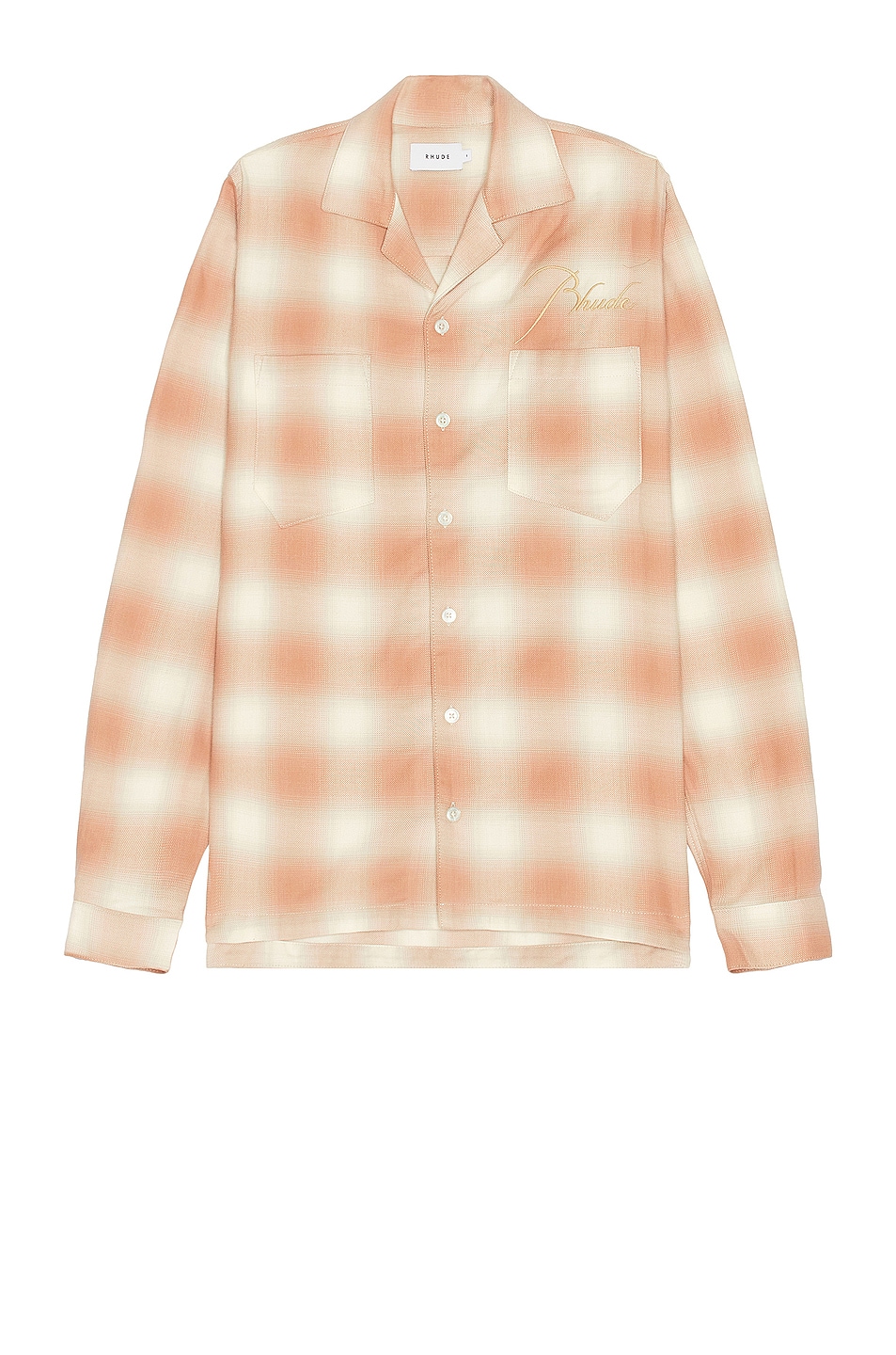 Image 1 of Rhude Sand Plaid Flannel Shirt in Brown & Ivory