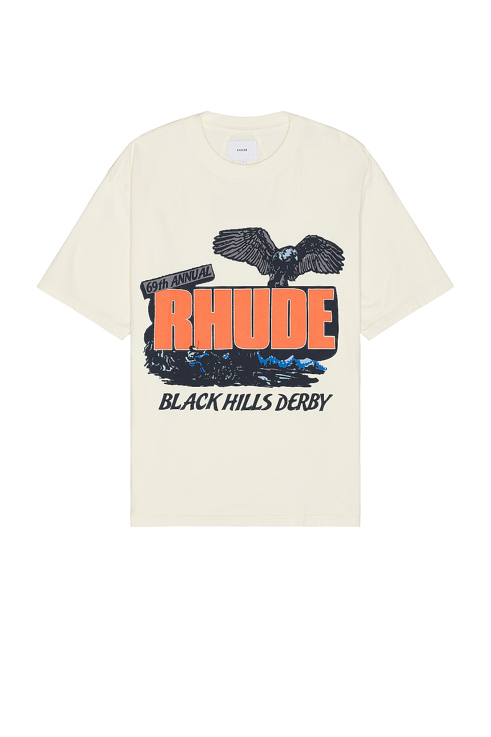 Image 1 of Rhude Black Hills Rally Tee in Vintage White