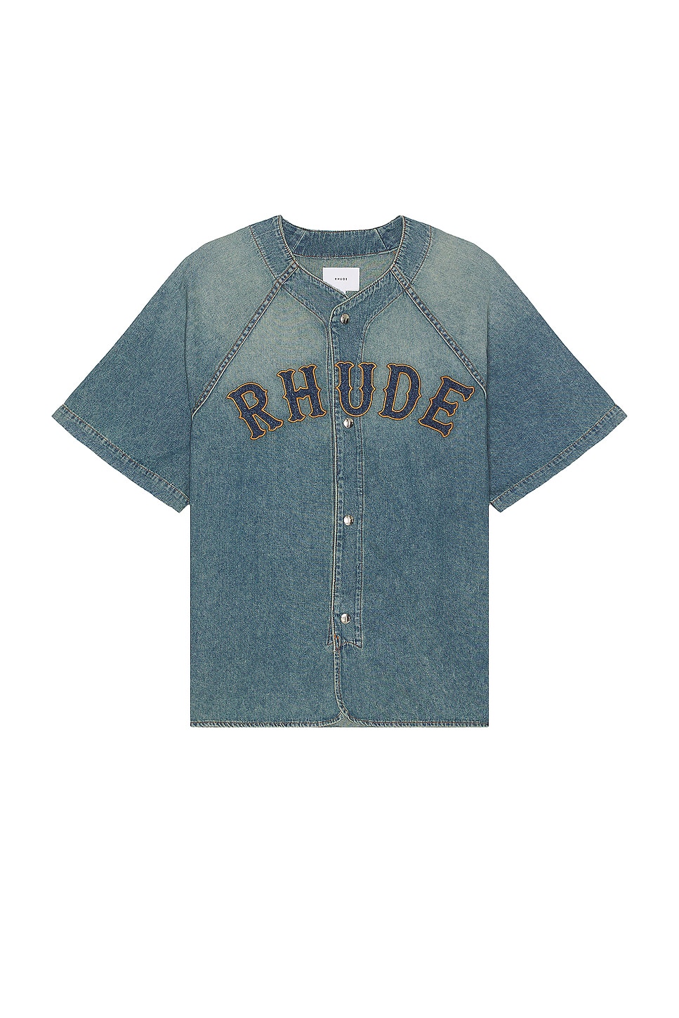Image 1 of Rhude Baseball Denim Shirt in Dark Indigo
