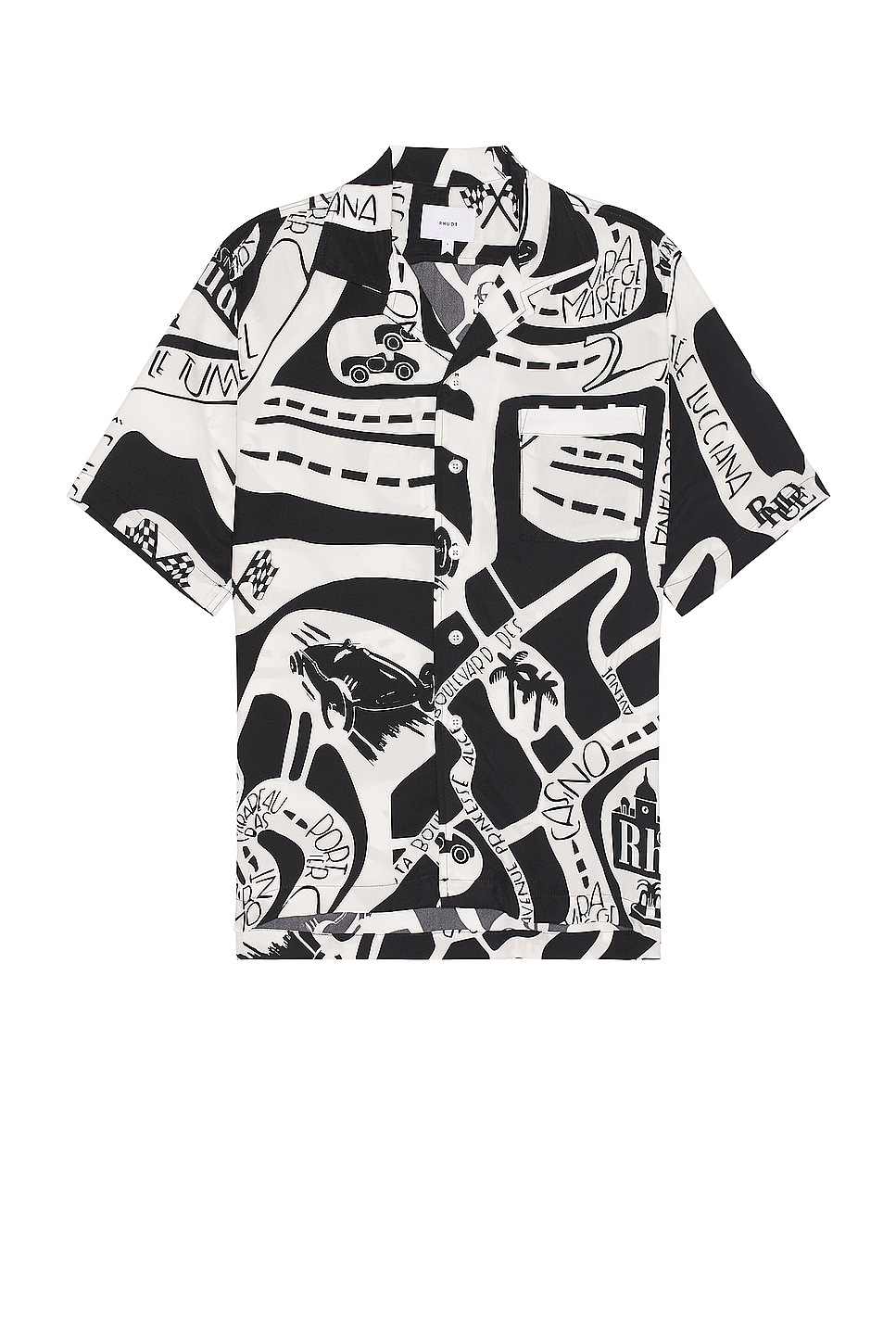 Image 1 of Rhude Strada Silk Shirt in Black & White