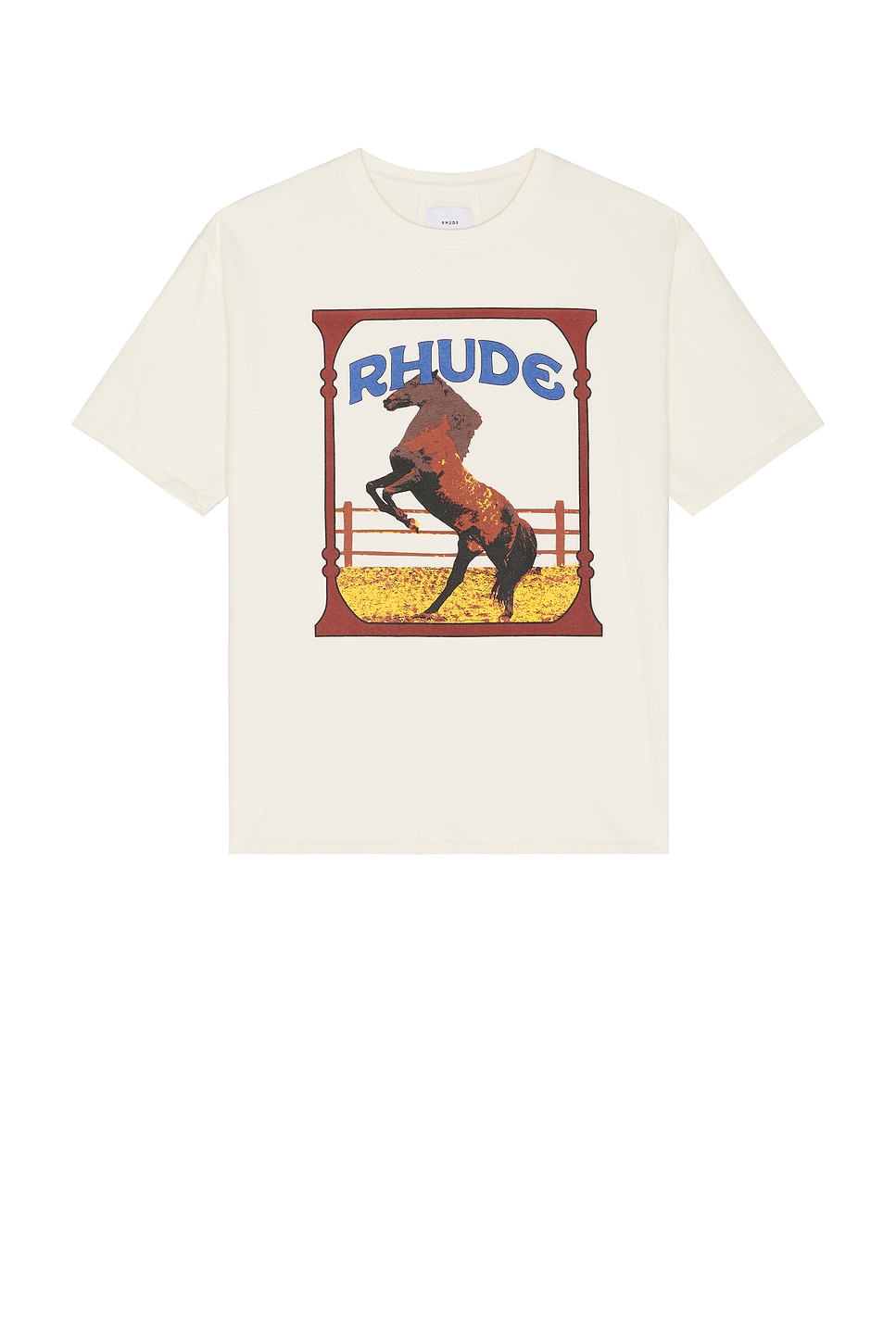 Rhude Graphic Frame Cotton T-shirt With Vintage Wash In Vintage White