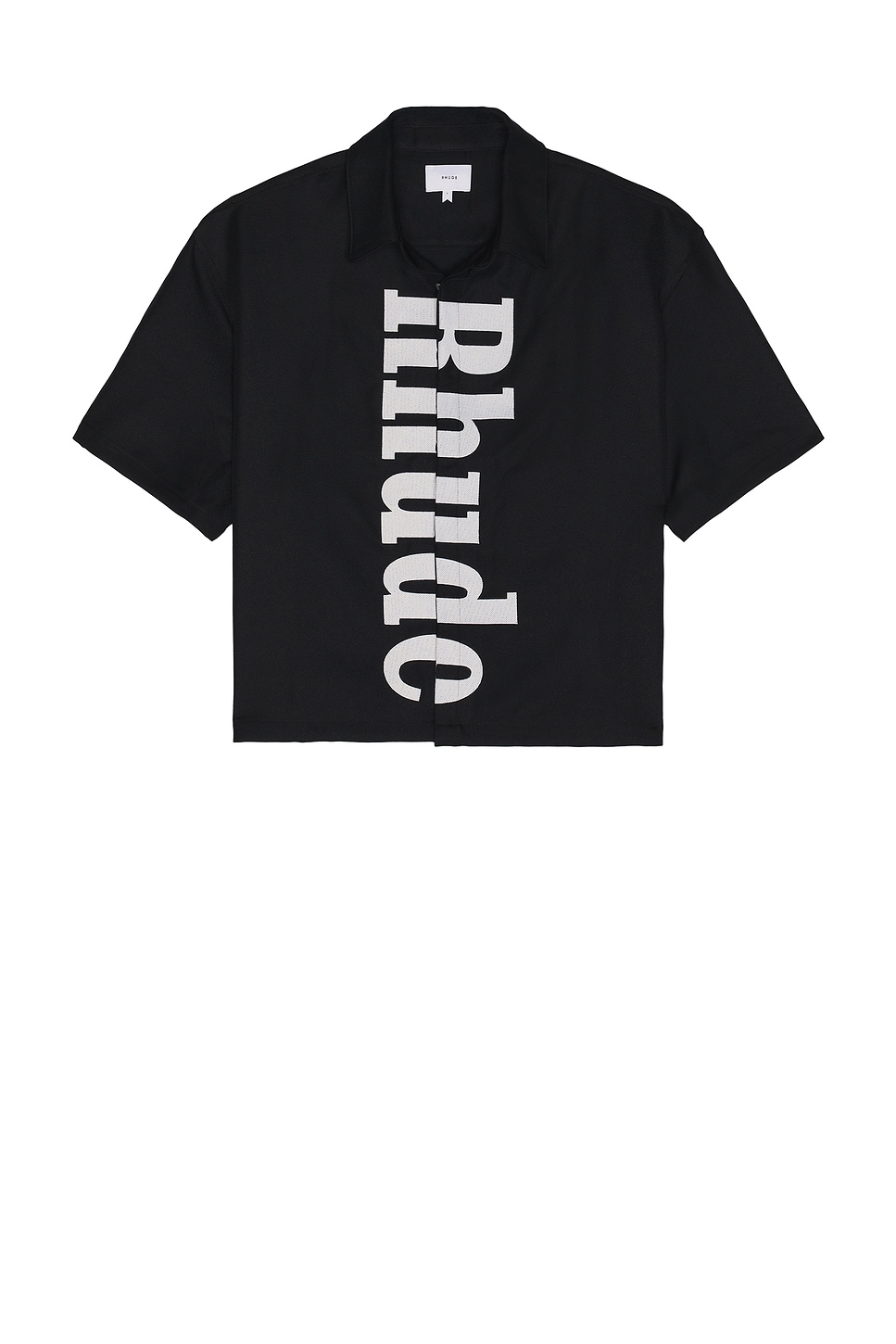 Center Logo Button Up Shirt in Black