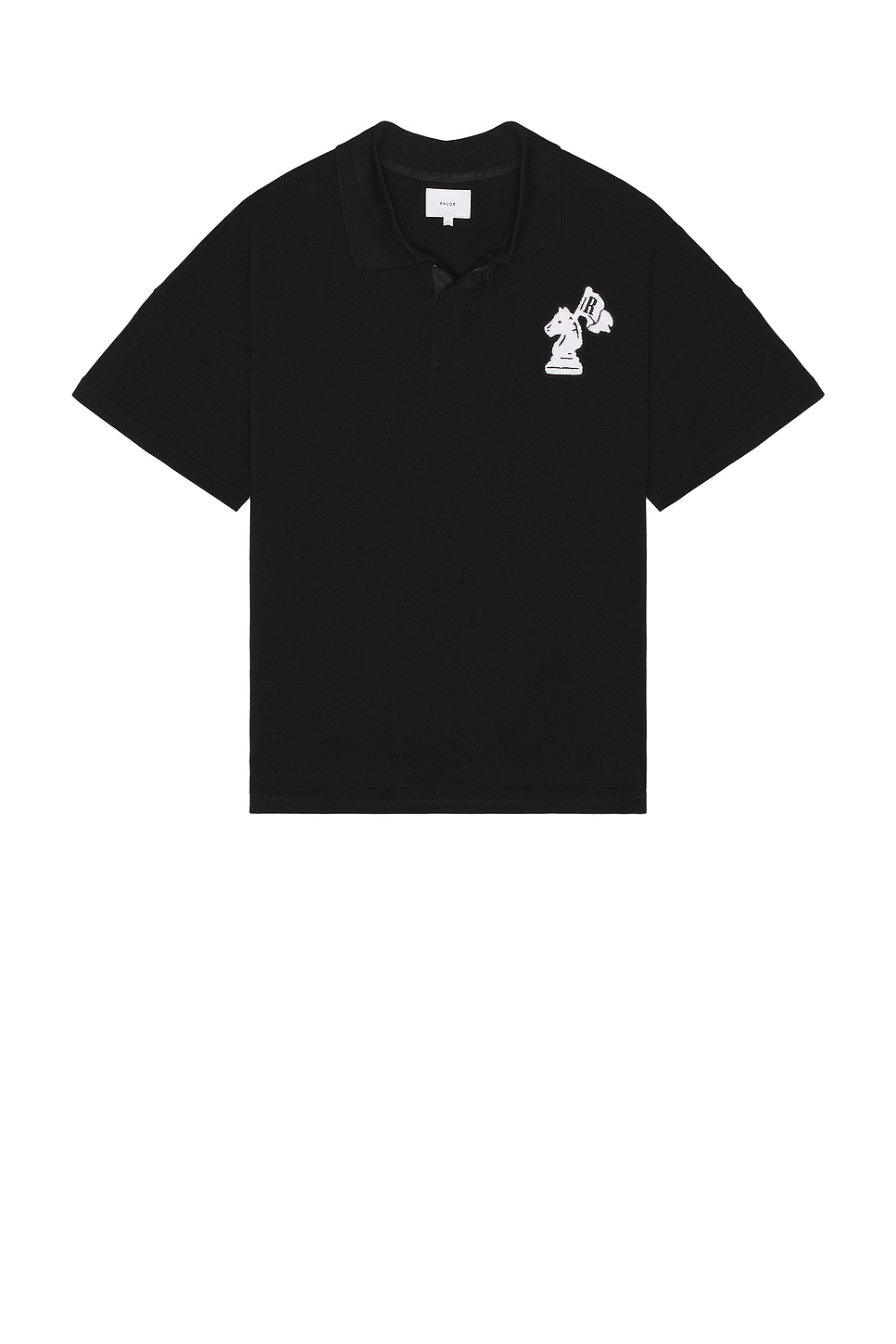 Image 1 of Rhude Pique Boxy Polo Shirt in Black & White