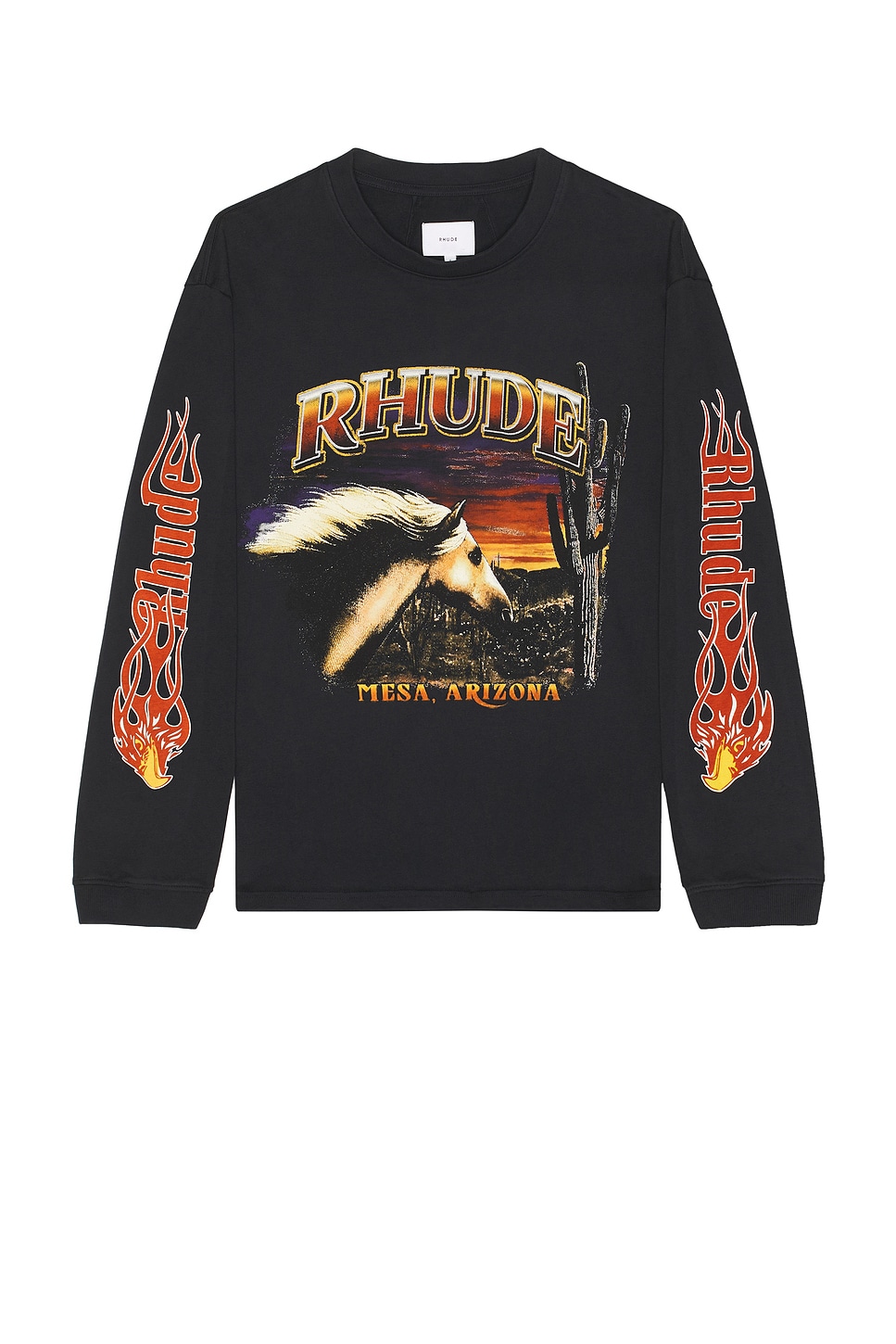 Image 1 of Rhude Mesa Stallion Long Sleeve Tee in Vintage Black, Red, & Yellow
