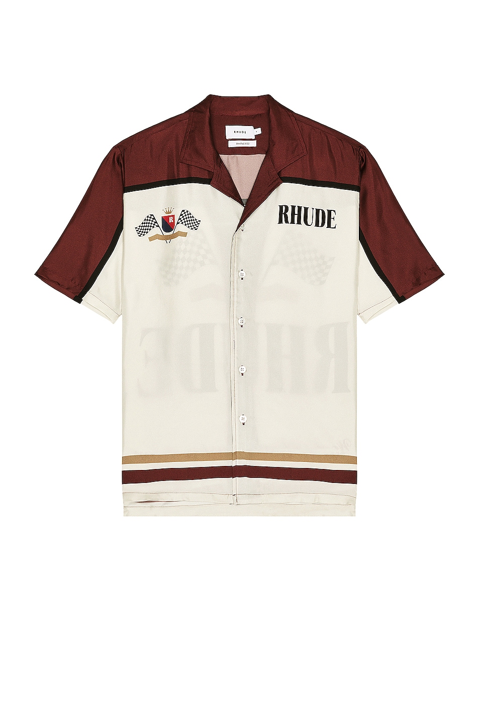 Image 1 of Rhude Racing Team Shirt in White & Maroon
