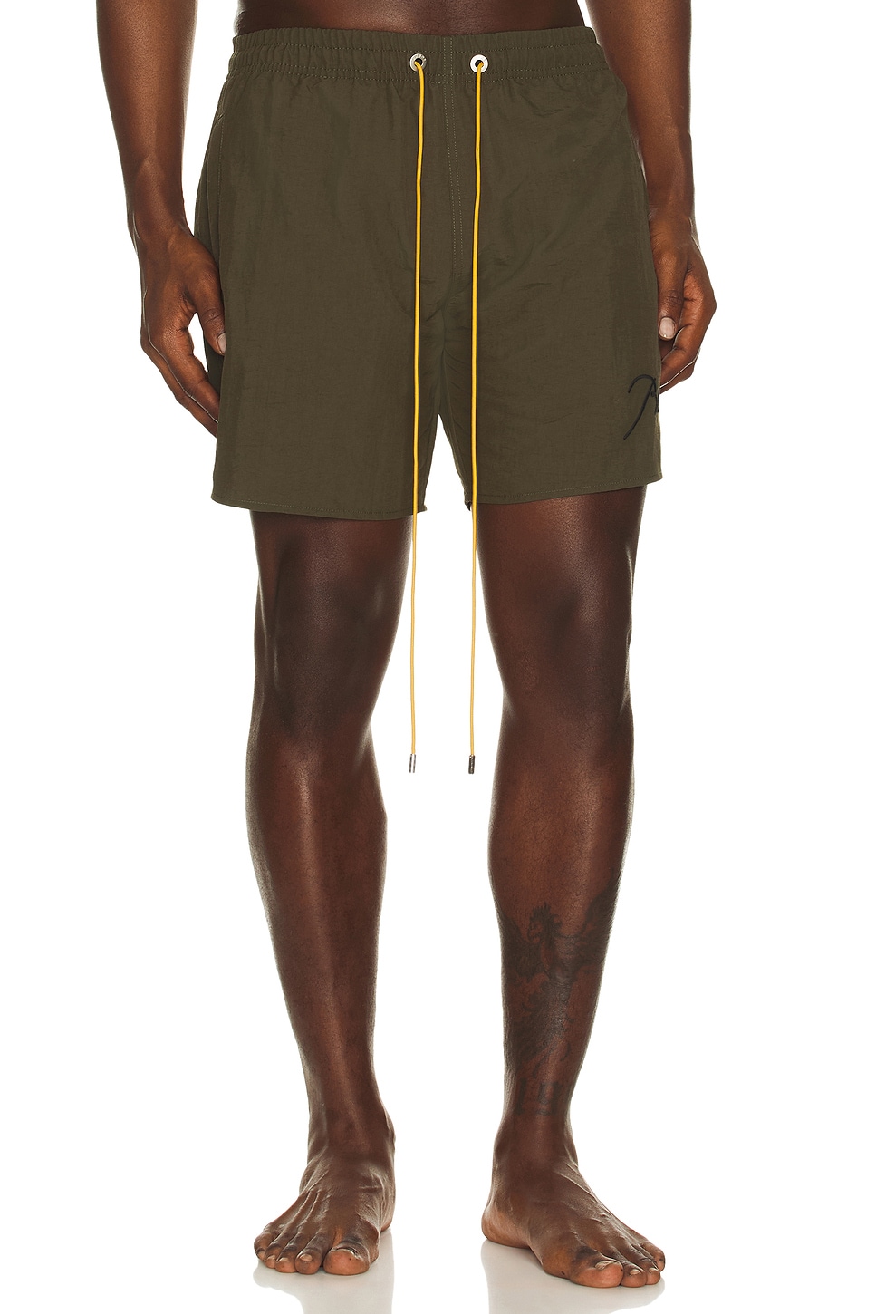 Image 1 of Rhude Radiator Swim Short in Moss Green & Black