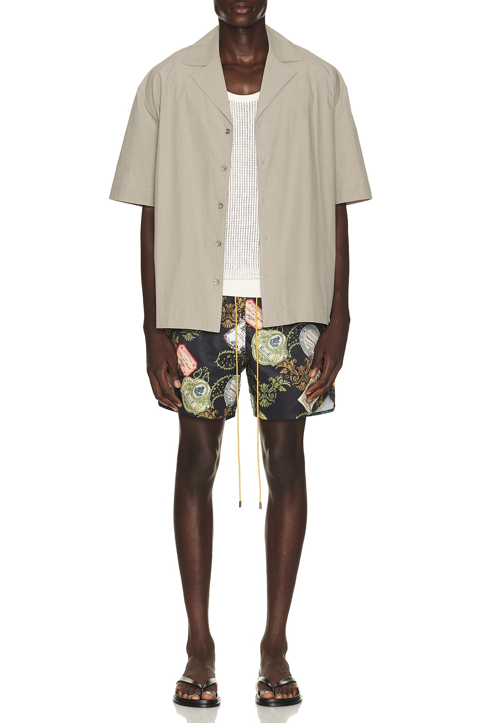 Rhude 빈 반다나 프린트 수영 반바지