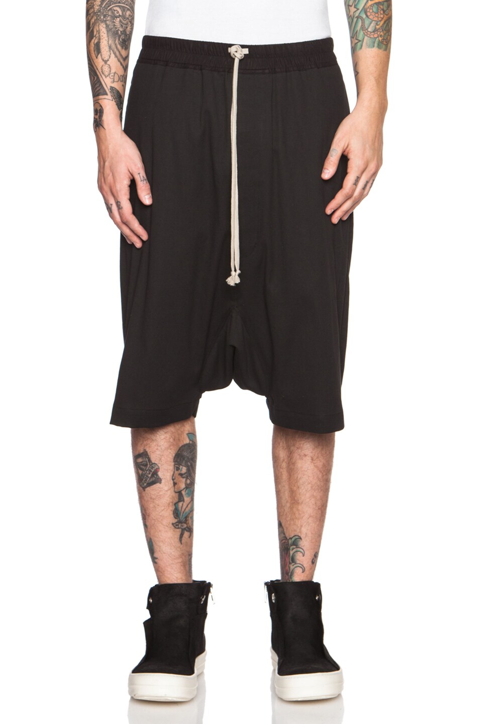 Image 1 of Rick Owens Boxer Pod Cotton Shorts in Black