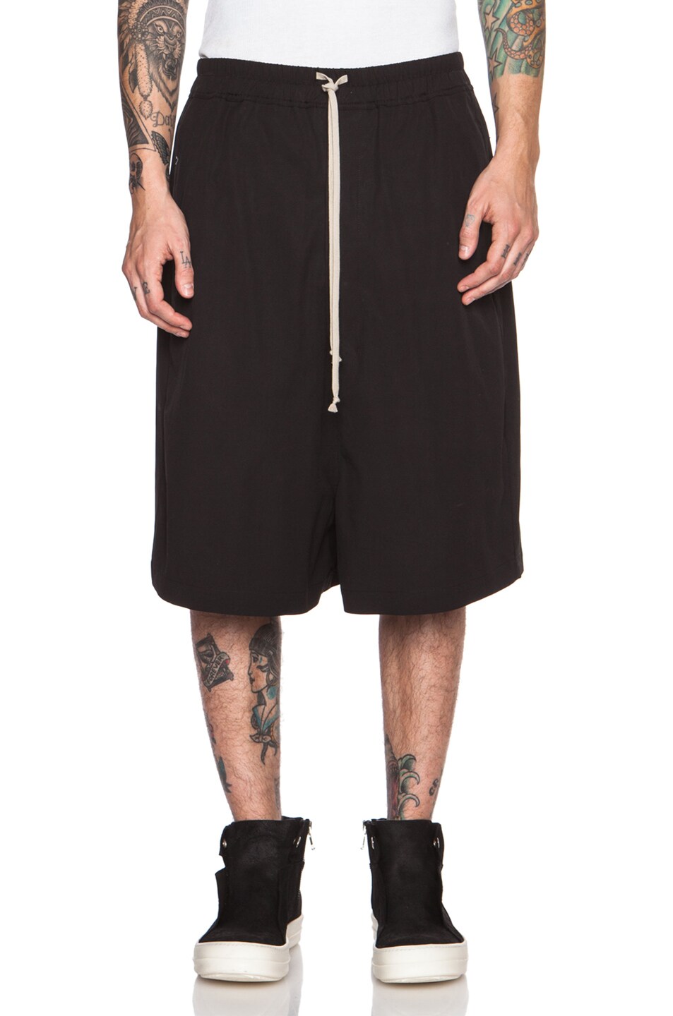 Image 1 of Rick Owens Big Cotton-Blend Shorts in Black