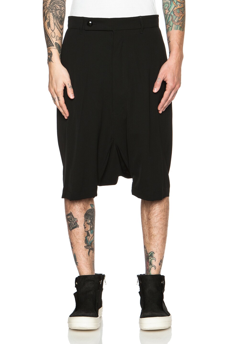 Image 1 of Rick Owens Tailored Viscose-Blend Podshorts in Black