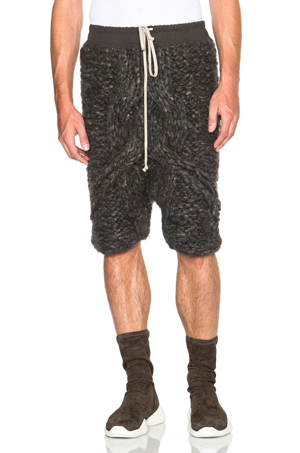 Image 1 of Rick Owens Handknitted Pod Shorts in Dark Dust