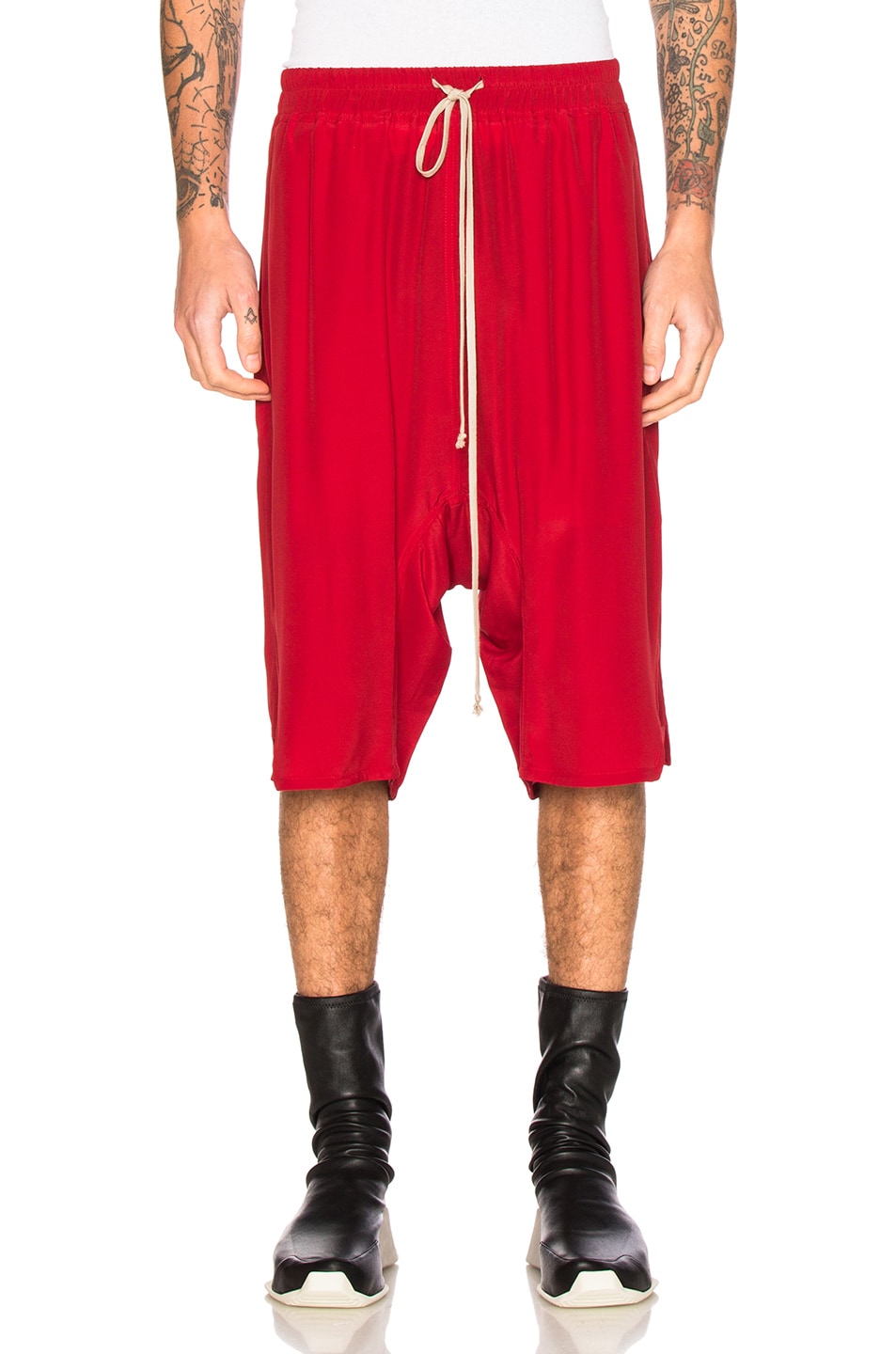 Image 1 of Rick Owens Basket Swinger Shorts in Red