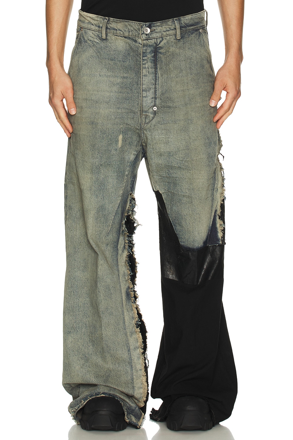 Image 1 of Rick Owens Joris Trousers in Dirty Hustler & Black