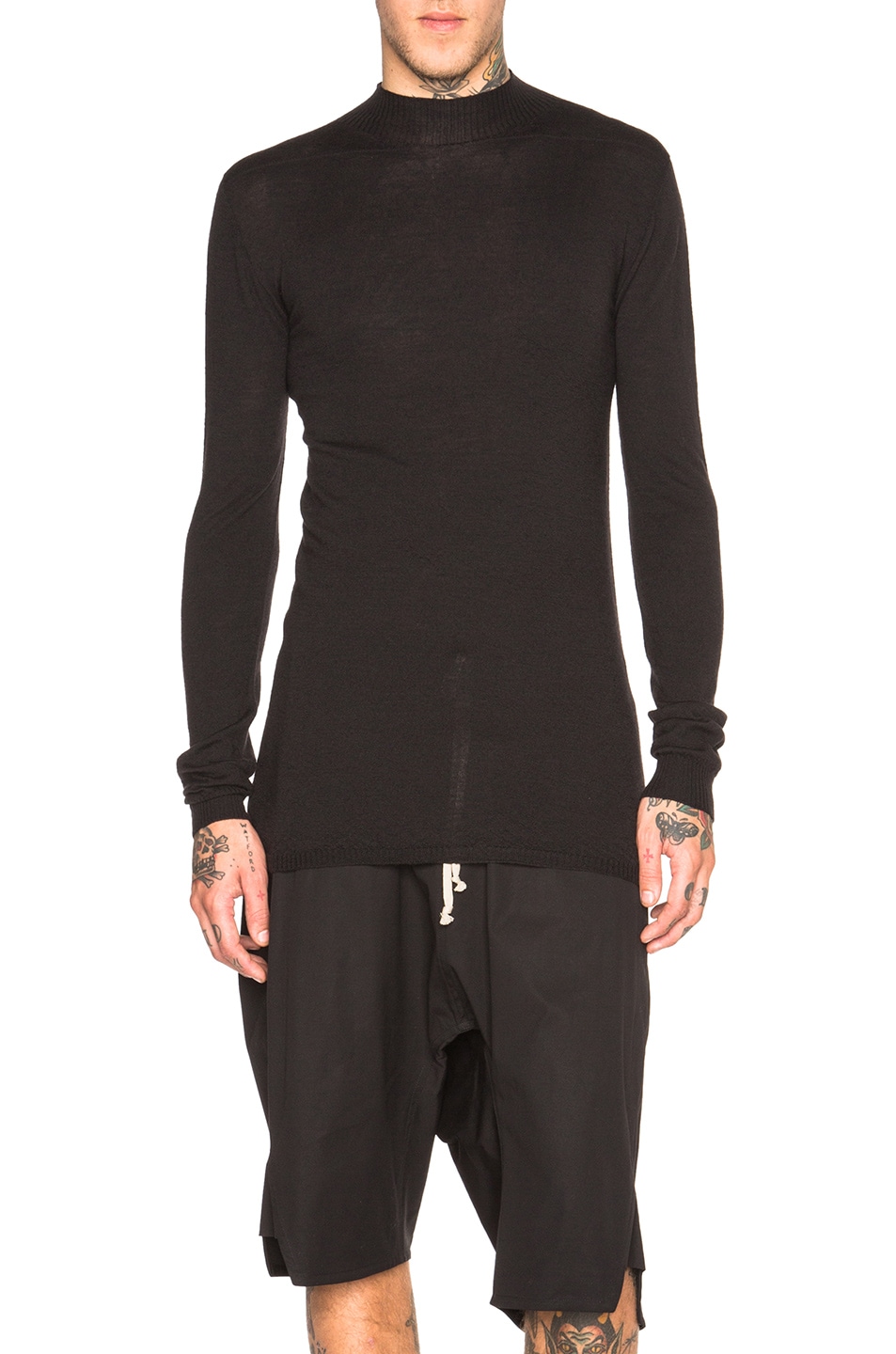 Image 1 of Rick Owens Cashmere Level Lupetto in Black