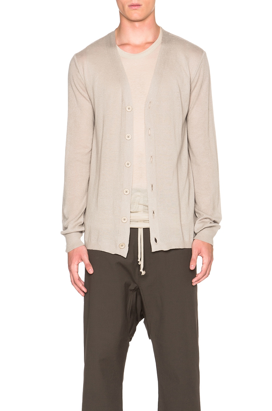 Image 1 of Rick Owens Cashmere Short Cardigan in Pearl