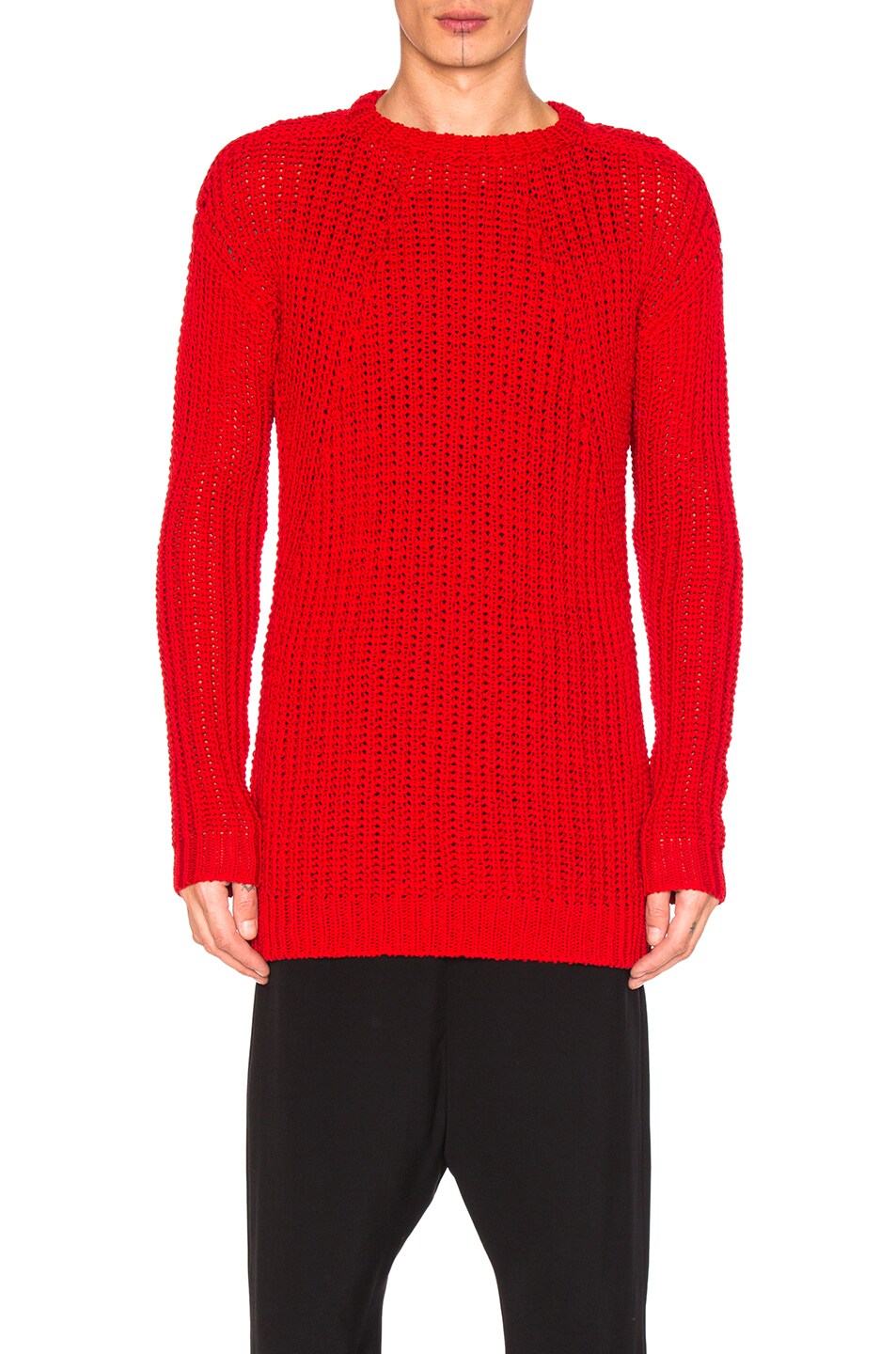Image 1 of Rick Owens Oversized Round Neck Sweater in Red